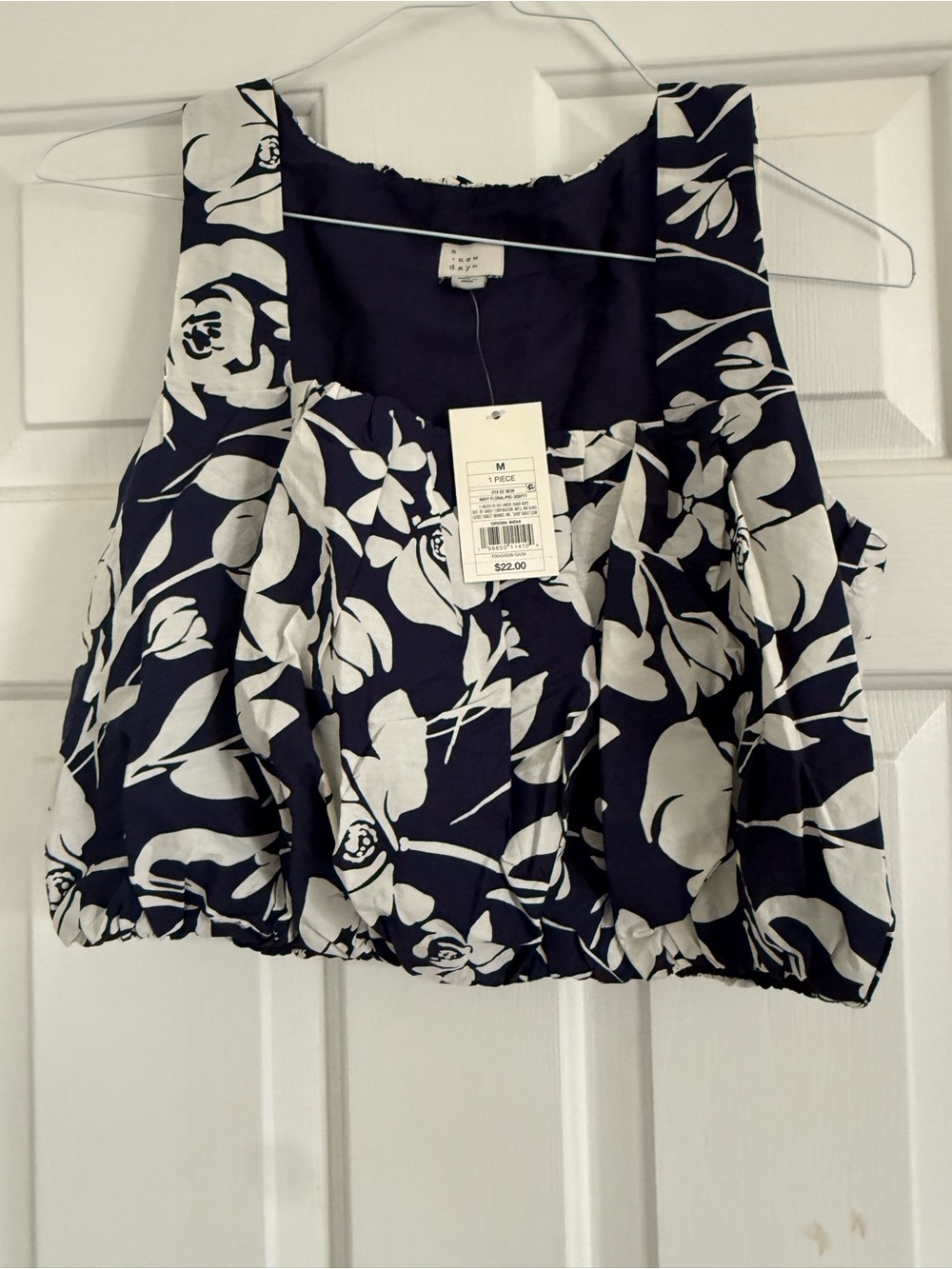 a new day Navy & White Floral Crop Top